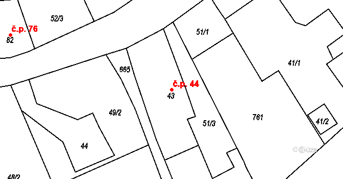Lubno 44, Nechanice na parcele st. 43 v KÚ Lubno u Nechanic, Katastrální mapa