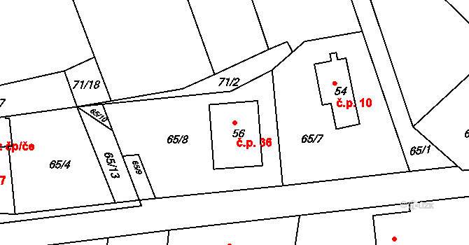 Kardavec 36, Hluboš na parcele st. 56 v KÚ Kardavec, Katastrální mapa