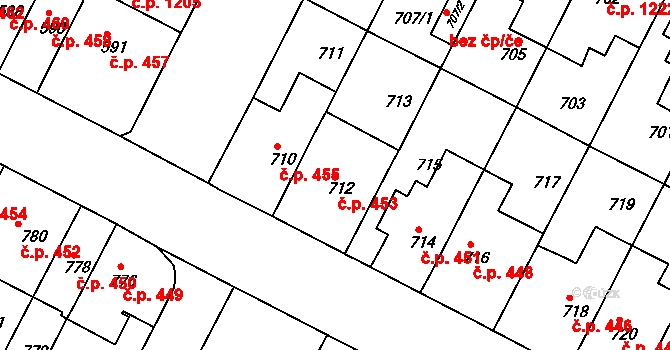 Černá Pole 453, Brno na parcele st. 712 v KÚ Černá Pole, Katastrální mapa