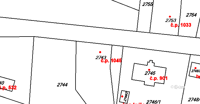 Smržovka 1045 na parcele st. 2743 v KÚ Smržovka, Katastrální mapa