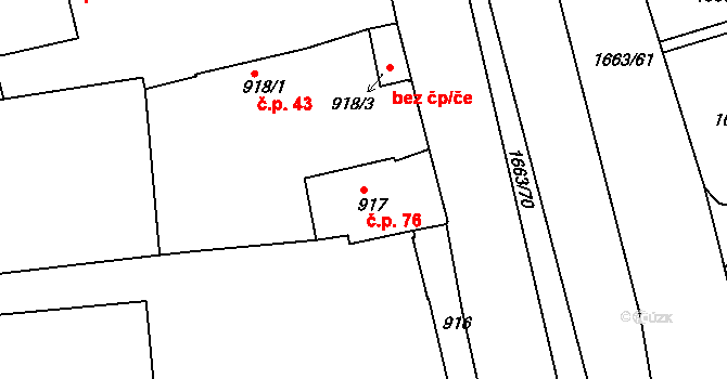 Trnovany 76, Teplice na parcele st. 917 v KÚ Teplice-Trnovany, Katastrální mapa