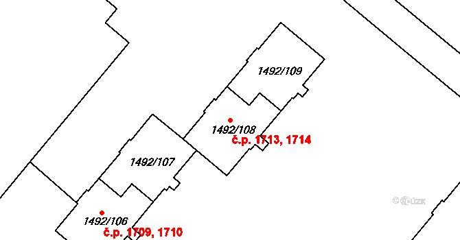 Sokolov 1713,1714 na parcele st. 1492/108 v KÚ Sokolov, Katastrální mapa