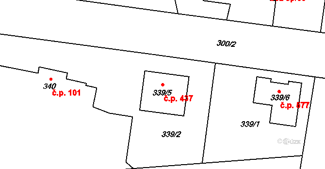 České Meziříčí 437 na parcele st. 339/5 v KÚ České Meziříčí, Katastrální mapa