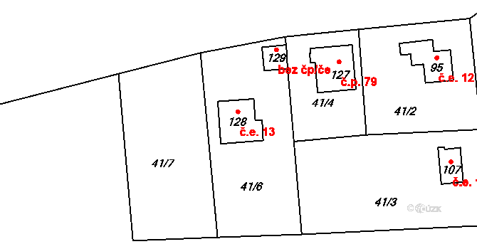 Dolní Lhota 13, Stráž nad Nežárkou na parcele st. 128 v KÚ Dolní Lhota u Stráže nad Nežárkou, Katastrální mapa