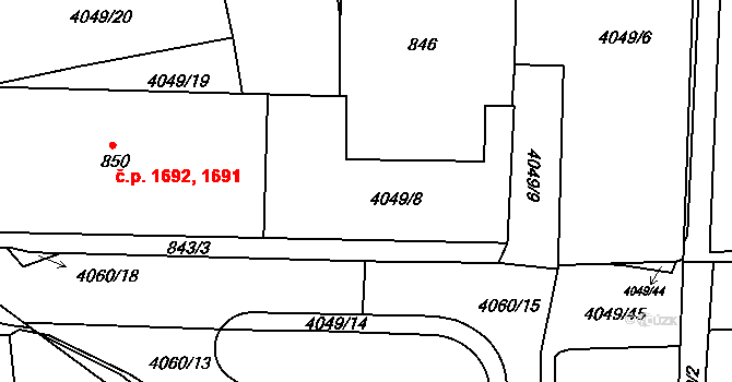 Dejvice 2142, Praha na parcele st. 4049/8 v KÚ Dejvice, Katastrální mapa