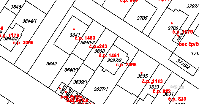Strašnice 1461, Praha na parcele st. 3638 v KÚ Strašnice, Katastrální mapa