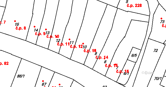 Česká Lípa 13 na parcele st. 10 v KÚ Česká Lípa, Katastrální mapa