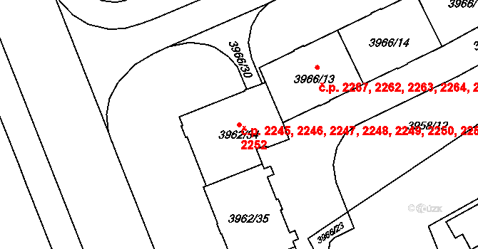 Východní Předměstí 2245,2246,2247,2248,, Plzeň na parcele st. 3962/34 v KÚ Plzeň, Katastrální mapa