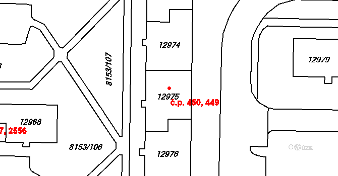 Doudlevce 449,450, Plzeň na parcele st. 12976 v KÚ Plzeň, Katastrální mapa