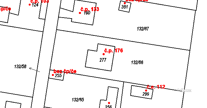 Červené Záhoří 176, Chotoviny na parcele st. 277 v KÚ Červené Záhoří, Katastrální mapa
