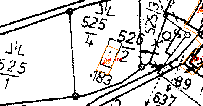 Chelčice 102 na parcele st. 183 v KÚ Chelčice, Katastrální mapa