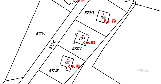 Chramosty 63, Dublovice na parcele st. 120 v KÚ Chramosty, Katastrální mapa