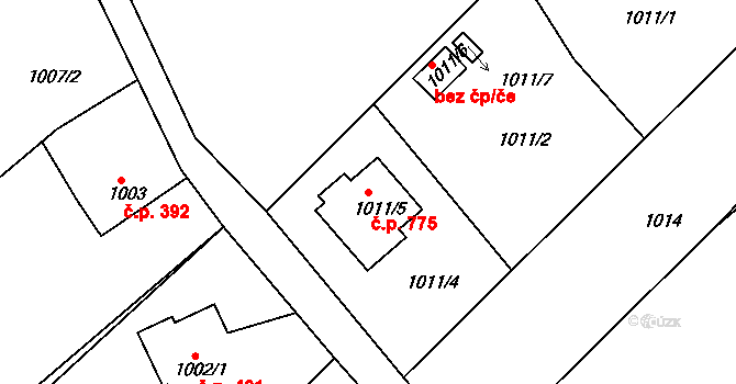 Kluč 775, Habartov na parcele st. 1011/5 v KÚ Habartov, Katastrální mapa