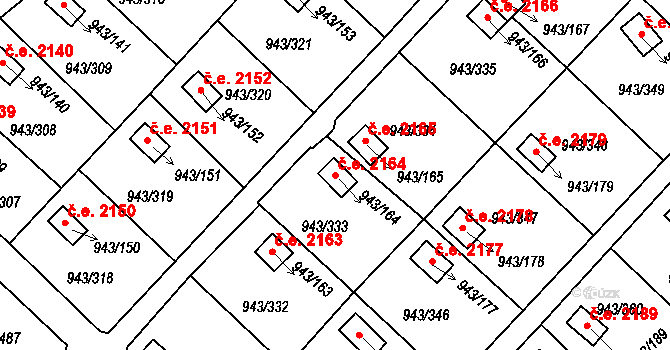 Velká Chuchle 2164, Praha na parcele st. 943/164 v KÚ Velká Chuchle, Katastrální mapa