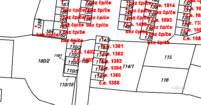 Děčín XXXII-Boletice nad Labem 1383, Děčín na parcele st. 114/4 v KÚ Boletice nad Labem, Katastrální mapa
