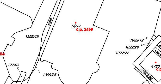Blansko 2469 na parcele st. 5092 v KÚ Blansko, Katastrální mapa