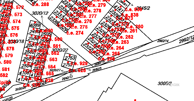 Kyjov 266 na parcele st. 2321 v KÚ Kyjov, Katastrální mapa