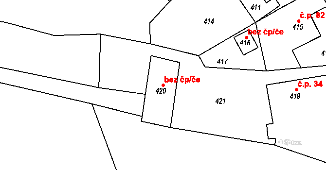 Bystřice nad Pernštejnem 38382750 na parcele st. 420 v KÚ Domanín u Bystřice nad Pernštejnem, Katastrální mapa