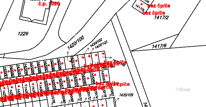 Jilemnice 38515750 na parcele st. 1420/105 v KÚ Jilemnice, Katastrální mapa