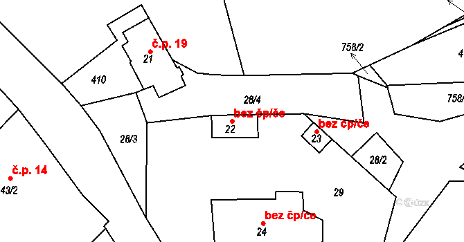Ždírec nad Doubravou 38706750 na parcele st. 22 v KÚ Horní Studenec, Katastrální mapa