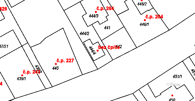 Loděnice 43392750 na parcele st. 444/4 v KÚ Loděnice u Berouna, Katastrální mapa