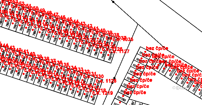 Pudlov 1126, Bohumín na parcele st. 768/107 v KÚ Pudlov, Katastrální mapa