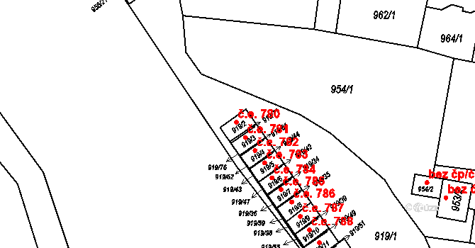 Pudlov 780, Bohumín na parcele st. 919/2 v KÚ Pudlov, Katastrální mapa
