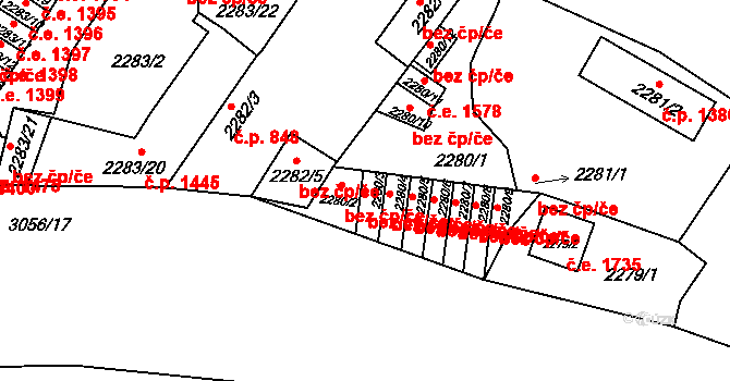 Děčín 47836750 na parcele st. 2280/3 v KÚ Děčín, Katastrální mapa