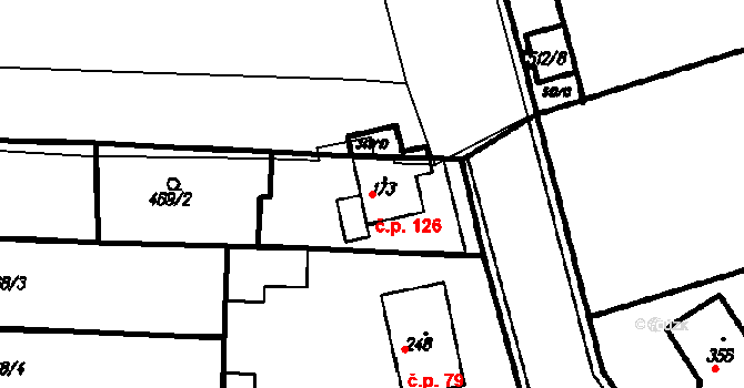 Kloboučky 126, Bučovice na parcele st. 173 v KÚ Kloboučky, Katastrální mapa