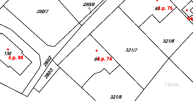 Dolní Bezděkov 74 na parcele st. 84 v KÚ Dolní Bezděkov, Katastrální mapa
