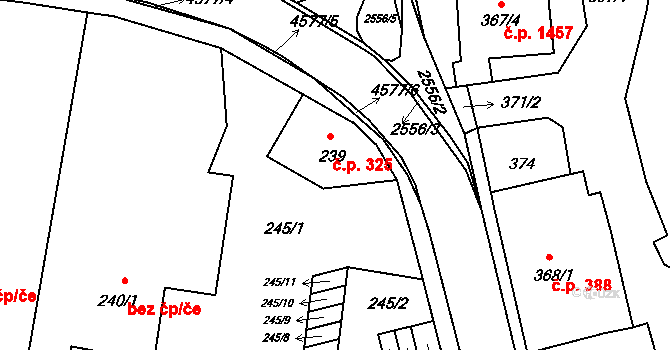 Třešť 325 na parcele st. 239 v KÚ Třešť, Katastrální mapa