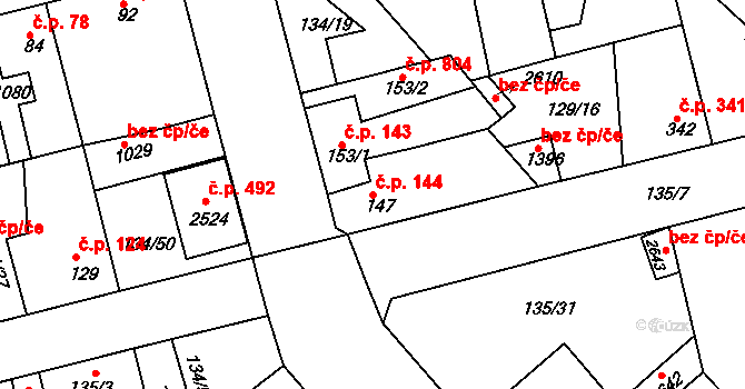 Lobeček 144, Kralupy nad Vltavou na parcele st. 147 v KÚ Lobeček, Katastrální mapa