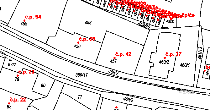 Kozolupy 42 na parcele st. 457 v KÚ Kozolupy u Plzně, Katastrální mapa
