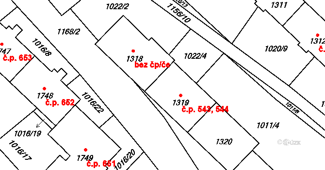 Kdyně 543,544 na parcele st. 1320 v KÚ Kdyně, Katastrální mapa
