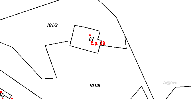 Jizbice 39, Náchod na parcele st. 81 v KÚ Jizbice u Náchoda, Katastrální mapa