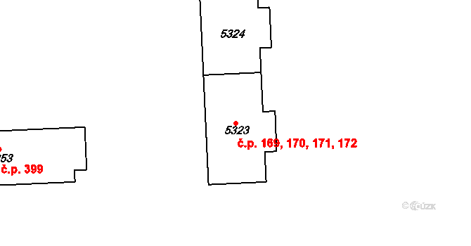 Polabiny 169,170,171,172, Pardubice na parcele st. 5323 v KÚ Pardubice, Katastrální mapa