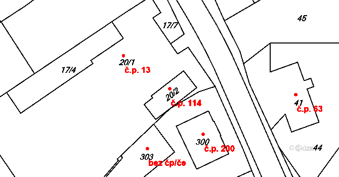 Chromeč 114 na parcele st. 20/2 v KÚ Chromeč, Katastrální mapa