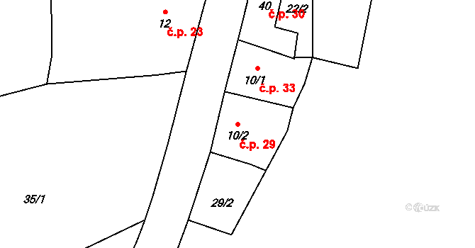 Hrbov 29, Lhenice na parcele st. 10/2 v KÚ Hrbov u Lhenic, Katastrální mapa