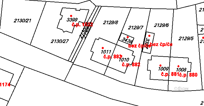 Humpolec 883 na parcele st. 1011 v KÚ Humpolec, Katastrální mapa