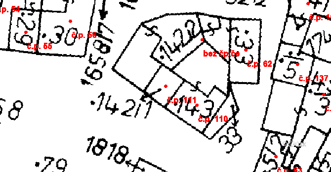 Bělčice 111 na parcele st. 142/1 v KÚ Bělčice, Katastrální mapa