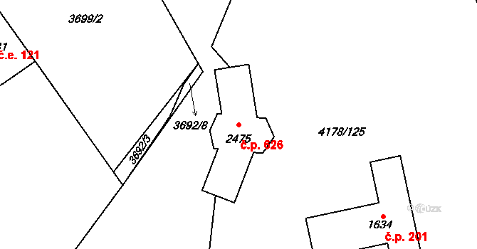 Morávka 626 na parcele st. 2475 v KÚ Morávka, Katastrální mapa