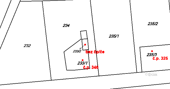Bohuslavice 95586750 na parcele st. 233/2 v KÚ Bohuslavice nad Metují, Katastrální mapa