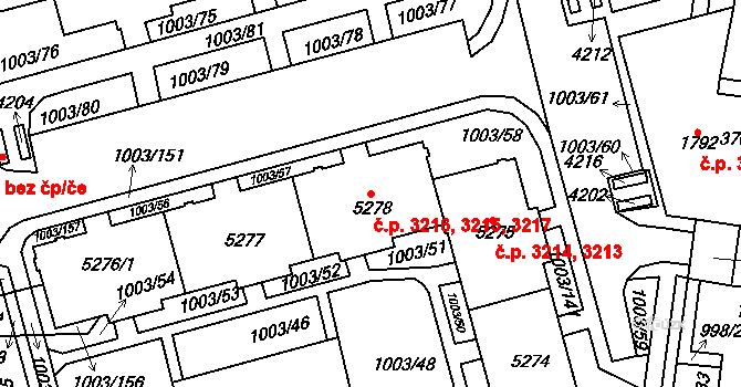 Havlíčkův Brod 3215,3216,3217 na parcele st. 5278 v KÚ Havlíčkův Brod, Katastrální mapa