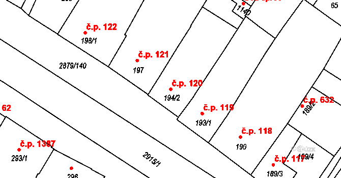 Bystřice pod Hostýnem 120 na parcele st. 194/2 v KÚ Bystřice pod Hostýnem, Katastrální mapa