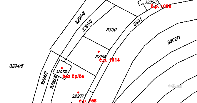 Holešov 1014 na parcele st. 3299 v KÚ Holešov, Katastrální mapa
