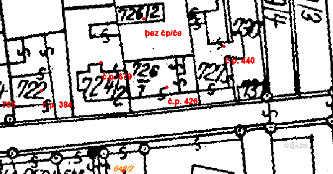 Kostelec na Hané 426 na parcele st. 726/1 v KÚ Kostelec na Hané, Katastrální mapa