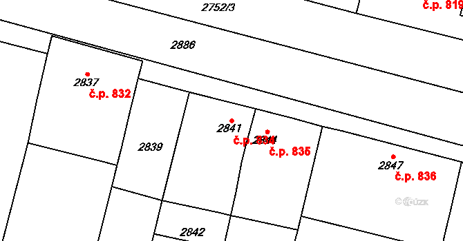 Kašenec 834, Miroslav na parcele st. 2841 v KÚ Miroslav, Katastrální mapa