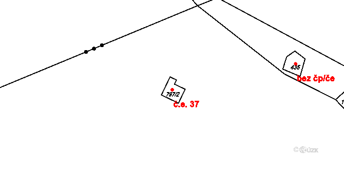 Oslnovice 37 na parcele st. 797/2 v KÚ Oslnovice, Katastrální mapa