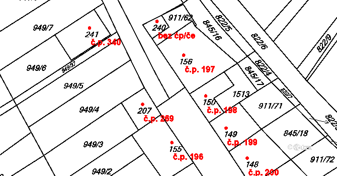 Jezeřany-Maršovice 197 na parcele st. 156 v KÚ Maršovice, Katastrální mapa