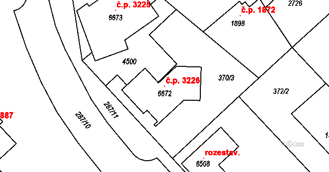 Zábřeh 3226, Ostrava na parcele st. 6672 v KÚ Zábřeh nad Odrou, Katastrální mapa